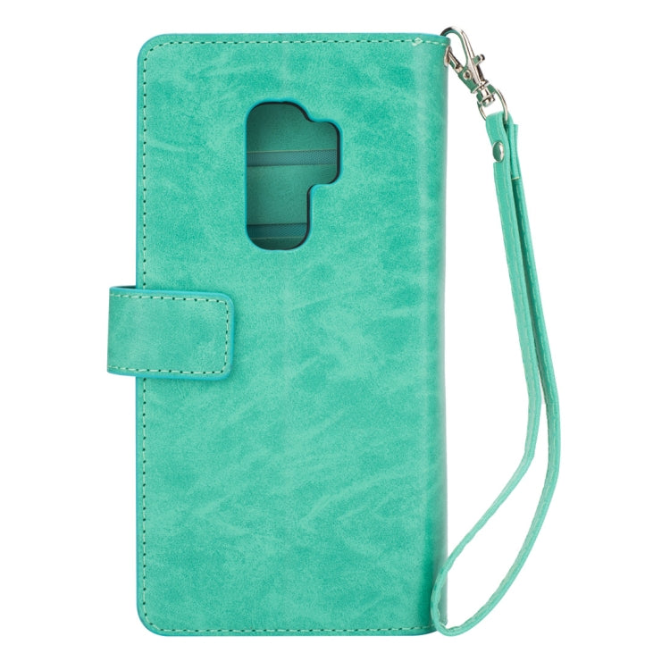 For Samsung Galaxy S9+ Multifunctional Zipper Horizontal Flip Leather Case with Holder & Wallet & 9 Card Slots & Lanyard