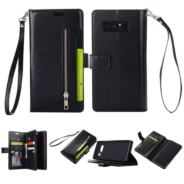 For Samsung Galaxy Note8 Multifunctional Zipper Horizontal Flip Leather Case with Holder & Wallet & 9 Card Slots & Lanyard