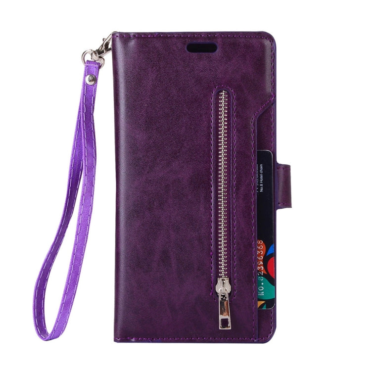 For Samsung Galaxy Note8 Multifunctional Zipper Horizontal Flip Leather Case with Holder & Wallet & 9 Card Slots & Lanyard