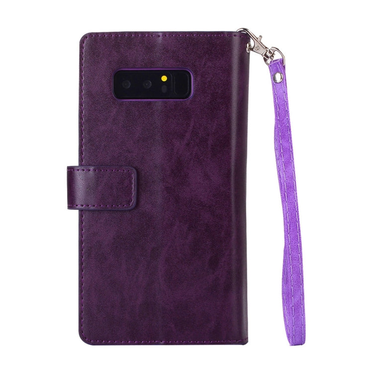 For Samsung Galaxy Note8 Multifunctional Zipper Horizontal Flip Leather Case with Holder & Wallet & 9 Card Slots & Lanyard