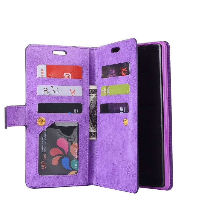 For Samsung Galaxy Note8 Multifunctional Zipper Horizontal Flip Leather Case with Holder & Wallet & 9 Card Slots & Lanyard