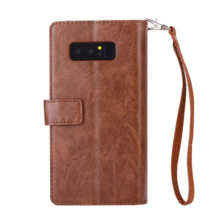 For Samsung Galaxy Note8 Multifunctional Zipper Horizontal Flip Leather Case with Holder & Wallet & 9 Card Slots & Lanyard