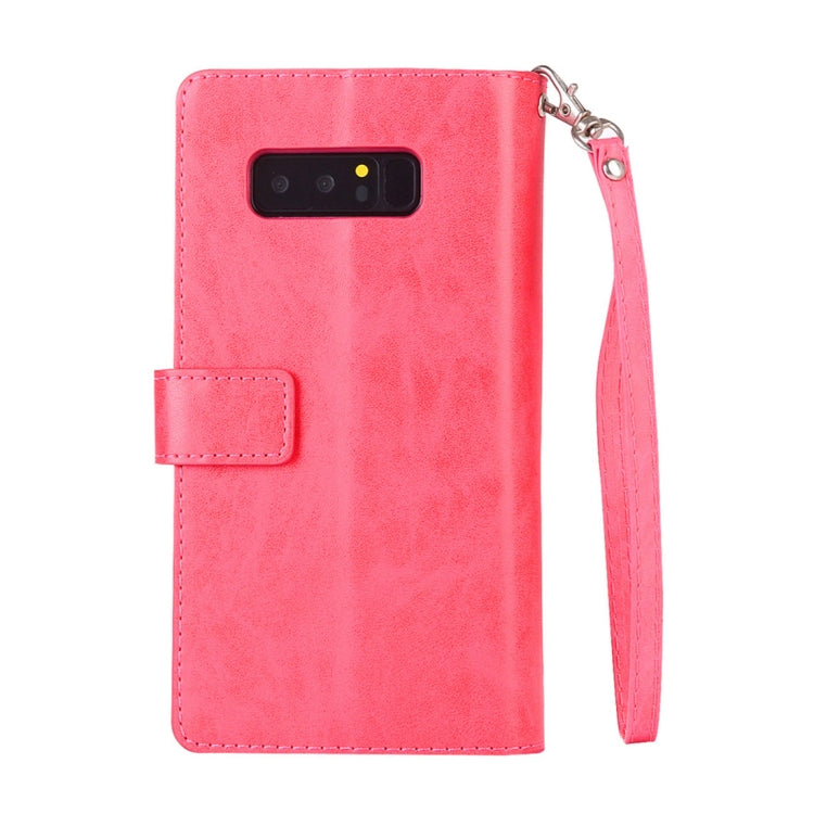 For Samsung Galaxy Note8 Multifunctional Zipper Horizontal Flip Leather Case with Holder & Wallet & 9 Card Slots & Lanyard