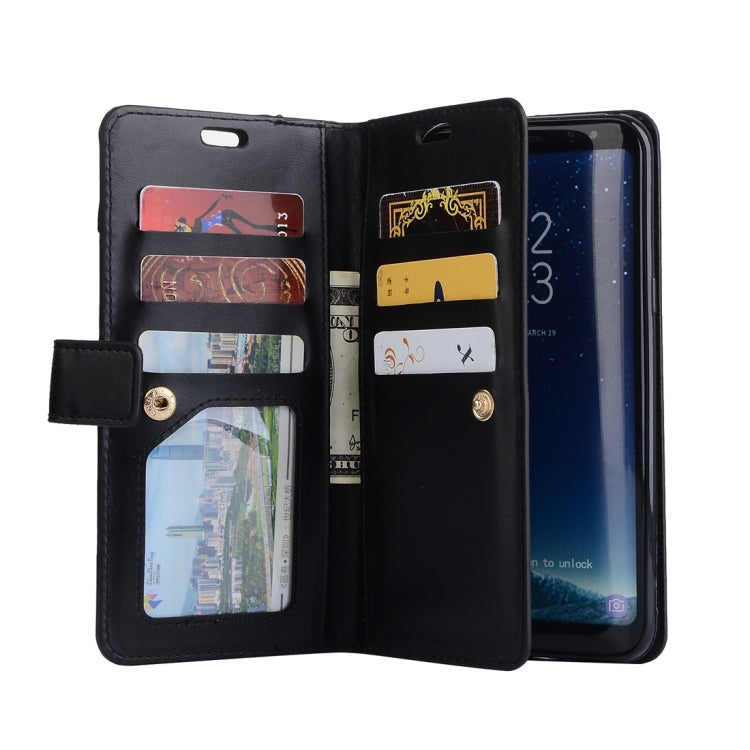 For Samsung Galaxy S8 Multifunctional Zipper Horizontal Flip Leather Case with Holder & Wallet & 9 Card Slots & Lanyard