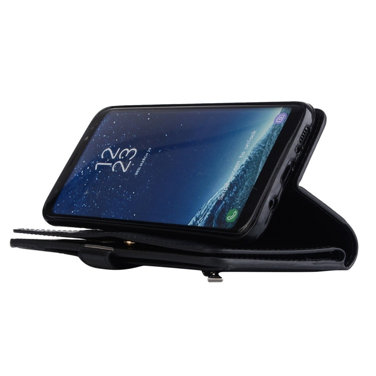 For Samsung Galaxy S8 Multifunctional Zipper Horizontal Flip Leather Case with Holder & Wallet & 9 Card Slots & Lanyard