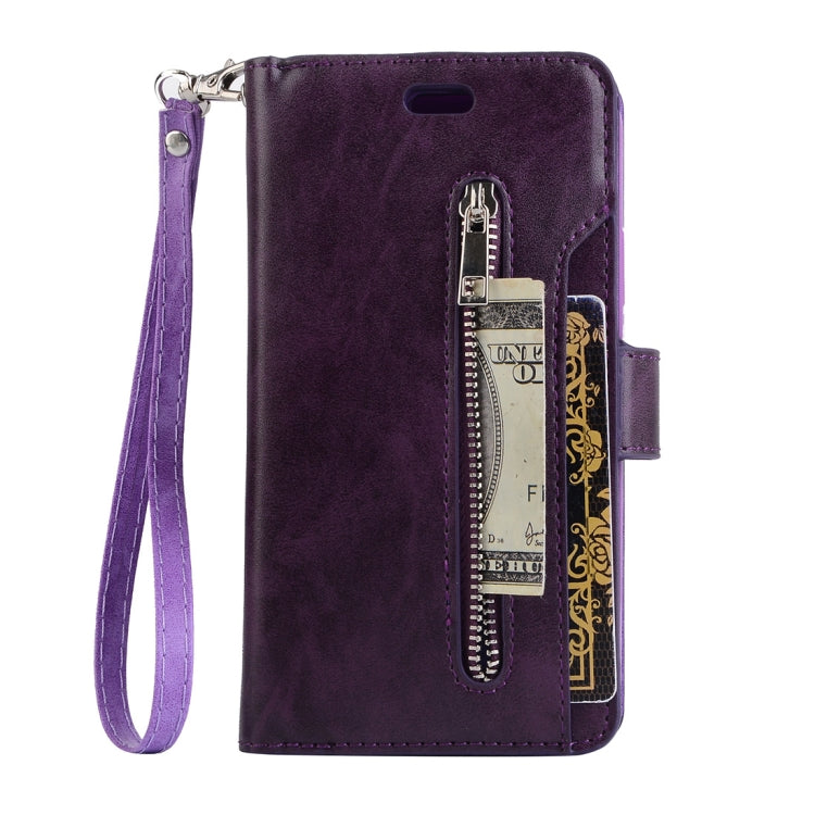 For Samsung Galaxy S8 Multifunctional Zipper Horizontal Flip Leather Case with Holder & Wallet & 9 Card Slots & Lanyard