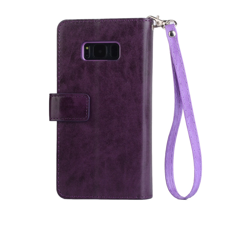 For Samsung Galaxy S8 Multifunctional Zipper Horizontal Flip Leather Case with Holder & Wallet & 9 Card Slots & Lanyard