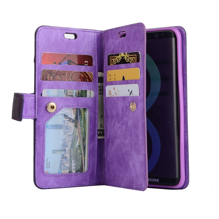 For Samsung Galaxy S8 Multifunctional Zipper Horizontal Flip Leather Case with Holder & Wallet & 9 Card Slots & Lanyard