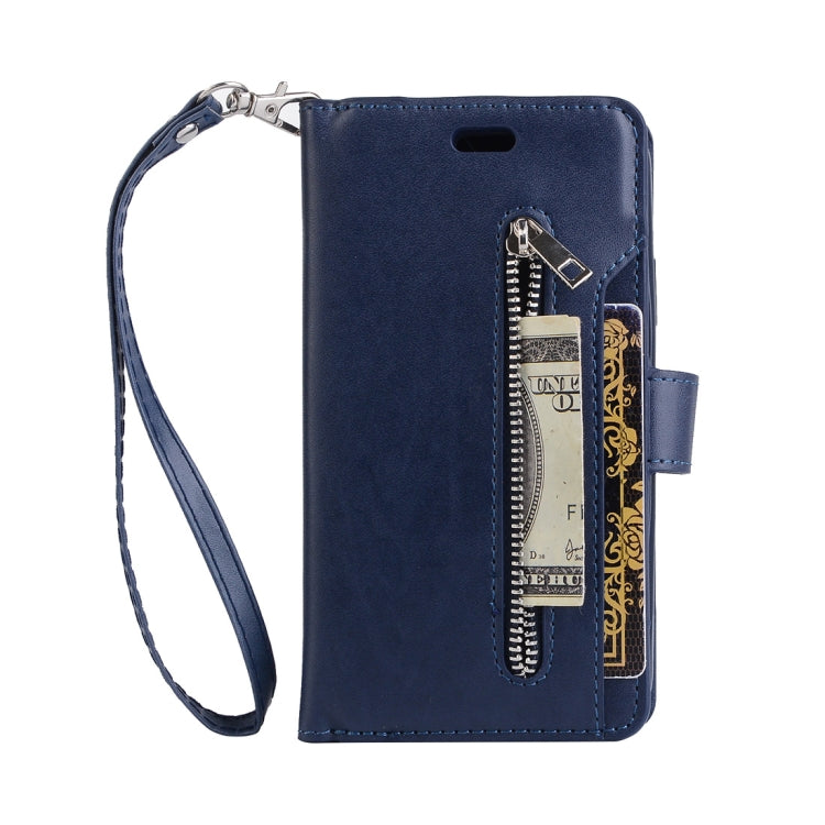 For Samsung Galaxy S8 Multifunctional Zipper Horizontal Flip Leather Case with Holder & Wallet & 9 Card Slots & Lanyard