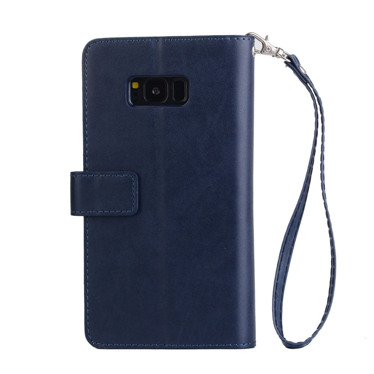 For Samsung Galaxy S8 Multifunctional Zipper Horizontal Flip Leather Case with Holder & Wallet & 9 Card Slots & Lanyard
