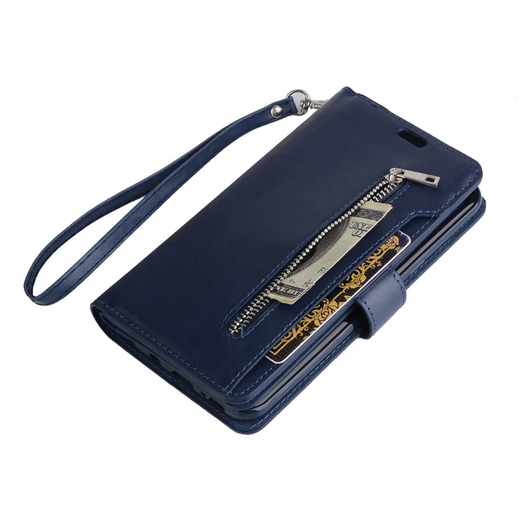For Samsung Galaxy S8 Multifunctional Zipper Horizontal Flip Leather Case with Holder & Wallet & 9 Card Slots & Lanyard