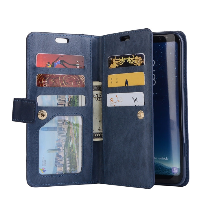 For Samsung Galaxy S8 Multifunctional Zipper Horizontal Flip Leather Case with Holder & Wallet & 9 Card Slots & Lanyard