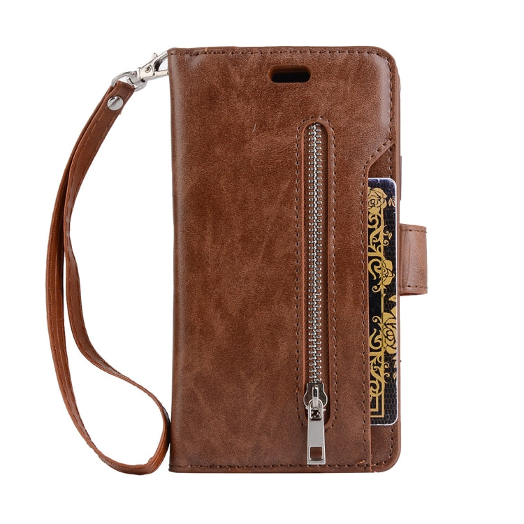 For Samsung Galaxy S8 Multifunctional Zipper Horizontal Flip Leather Case with Holder & Wallet & 9 Card Slots & Lanyard