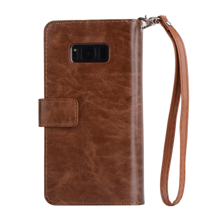 For Samsung Galaxy S8 Multifunctional Zipper Horizontal Flip Leather Case with Holder & Wallet & 9 Card Slots & Lanyard