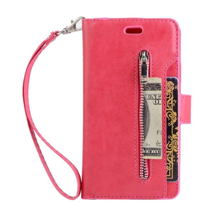 For Samsung Galaxy S8 Multifunctional Zipper Horizontal Flip Leather Case with Holder & Wallet & 9 Card Slots & Lanyard