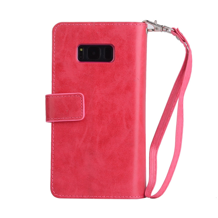 For Samsung Galaxy S8 Multifunctional Zipper Horizontal Flip Leather Case with Holder & Wallet & 9 Card Slots & Lanyard