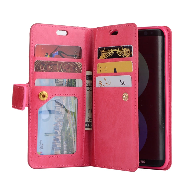 For Samsung Galaxy S8 Multifunctional Zipper Horizontal Flip Leather Case with Holder & Wallet & 9 Card Slots & Lanyard