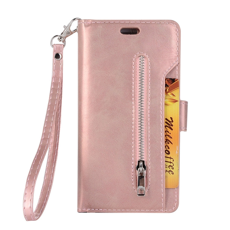 For Samsung Galaxy S8 Multifunctional Zipper Horizontal Flip Leather Case with Holder & Wallet & 9 Card Slots & Lanyard