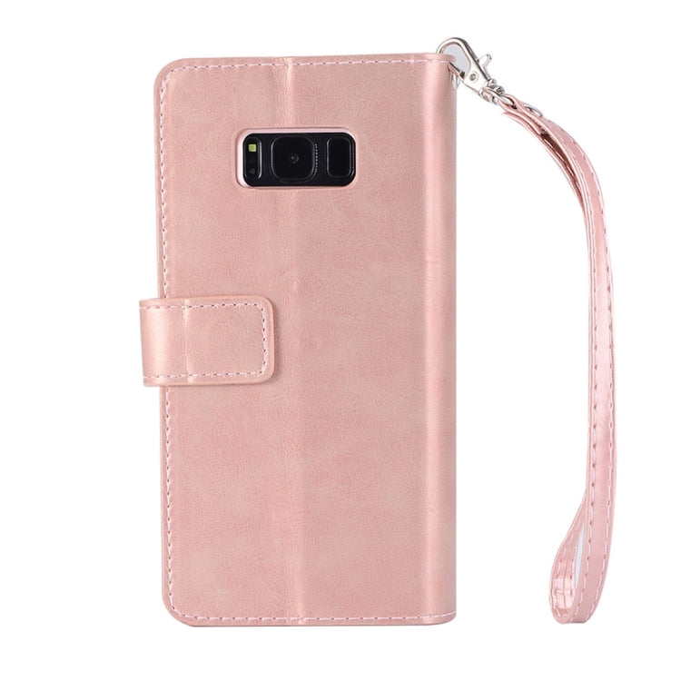 For Samsung Galaxy S8 Multifunctional Zipper Horizontal Flip Leather Case with Holder & Wallet & 9 Card Slots & Lanyard