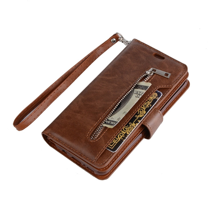 For Samsung Galaxy S8+ Multifunctional Zipper Horizontal Flip Leather Case with Holder & Wallet & 9 Card Slots & Lanyard