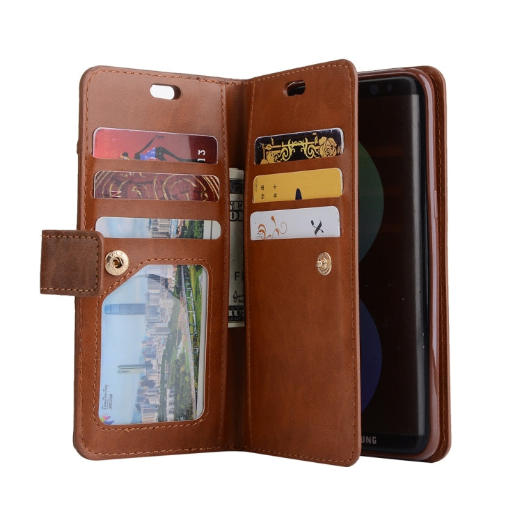 For Samsung Galaxy S8+ Multifunctional Zipper Horizontal Flip Leather Case with Holder & Wallet & 9 Card Slots & Lanyard
