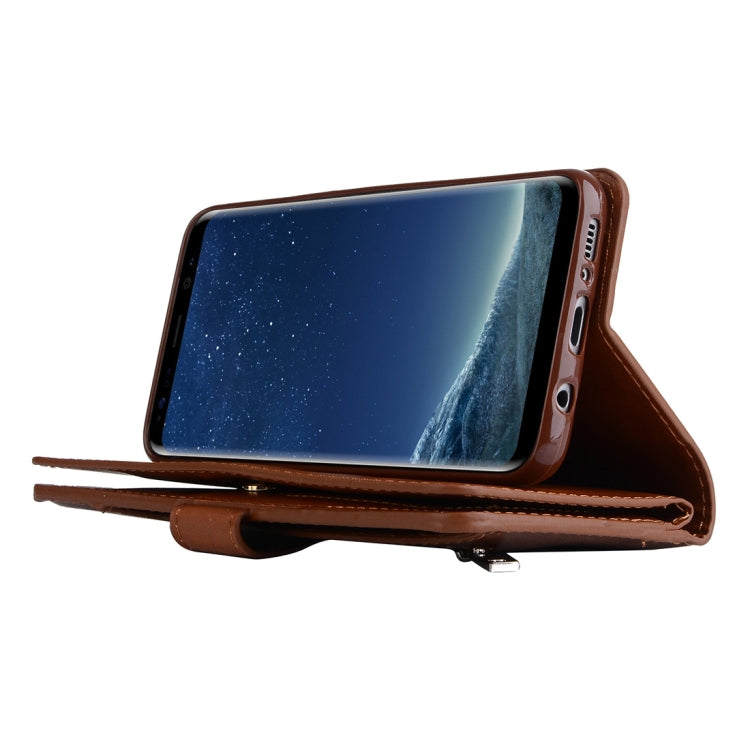 For Samsung Galaxy S8+ Multifunctional Zipper Horizontal Flip Leather Case with Holder & Wallet & 9 Card Slots & Lanyard