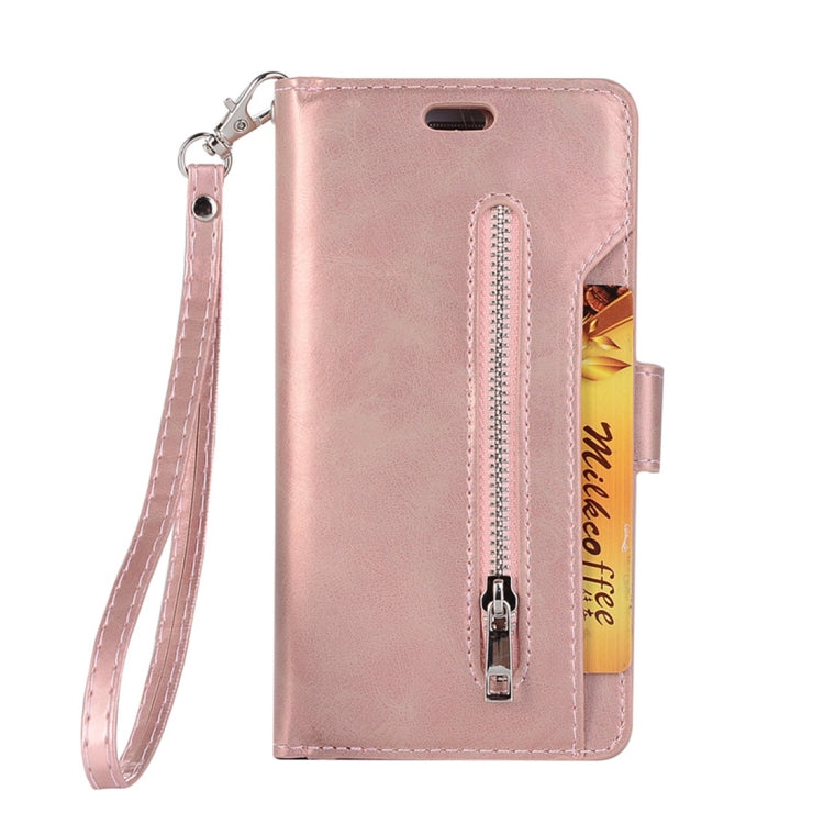 For Samsung Galaxy S8+ Multifunctional Zipper Horizontal Flip Leather Case with Holder & Wallet & 9 Card Slots & Lanyard