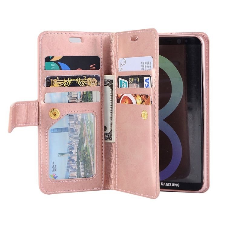 For Samsung Galaxy S8+ Multifunctional Zipper Horizontal Flip Leather Case with Holder & Wallet & 9 Card Slots & Lanyard