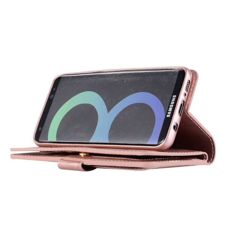 For Samsung Galaxy S8+ Multifunctional Zipper Horizontal Flip Leather Case with Holder & Wallet & 9 Card Slots & Lanyard