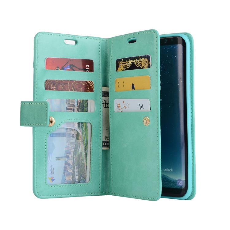 For Samsung Galaxy S8+ Multifunctional Zipper Horizontal Flip Leather Case with Holder & Wallet & 9 Card Slots & Lanyard