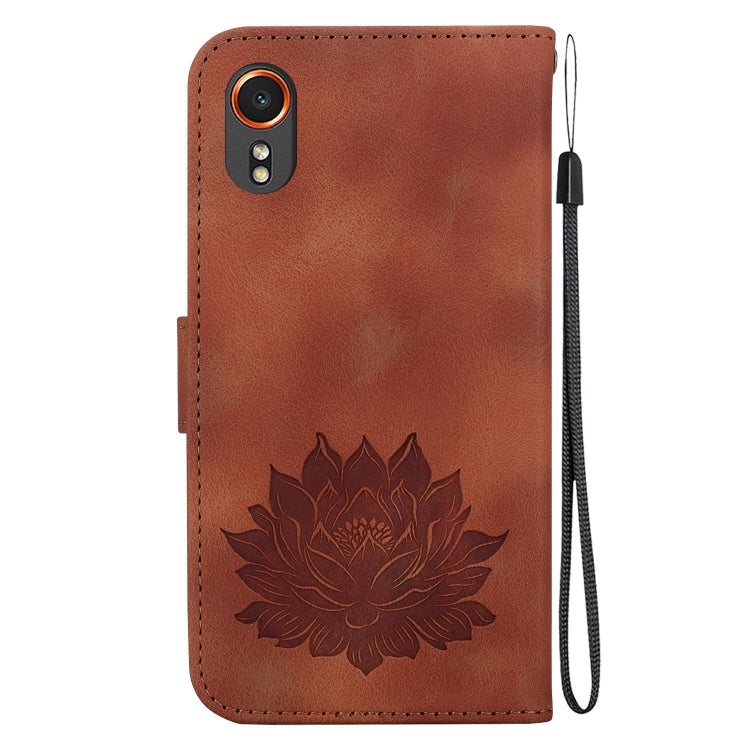 For Samsung Galaxy Xcover7 Lotus Embossed Leather Phone Case