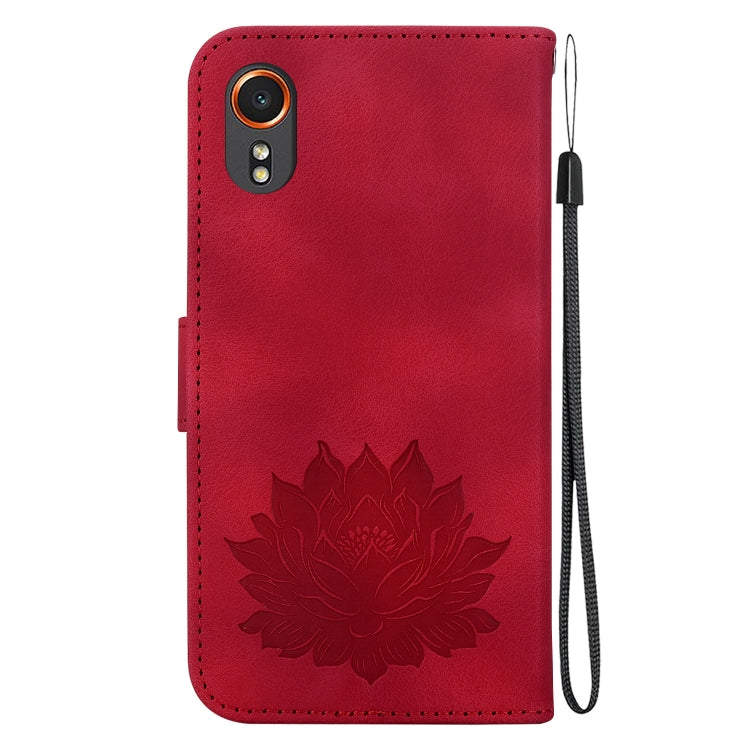 For Samsung Galaxy Xcover7 Lotus Embossed Leather Phone Case
