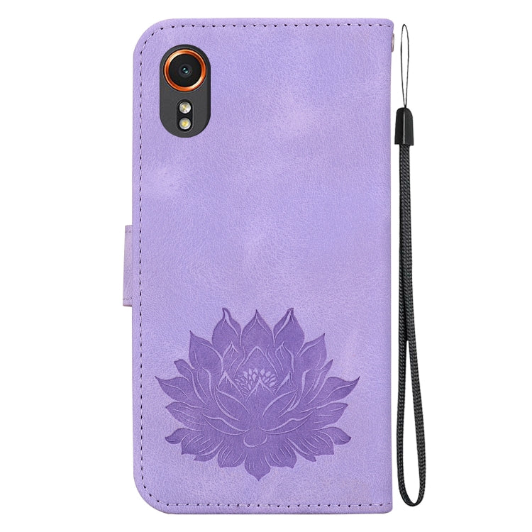 For Samsung Galaxy Xcover7 Lotus Embossed Leather Phone Case