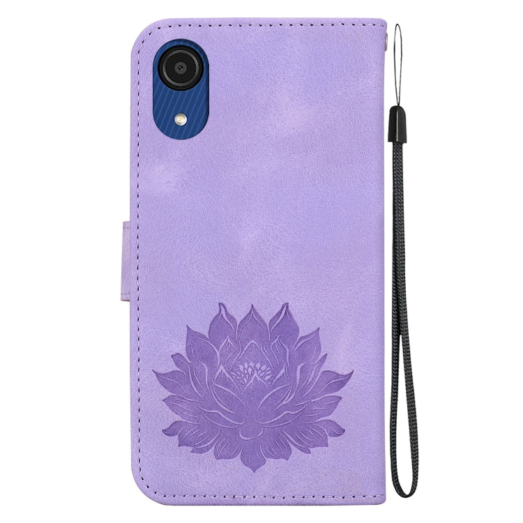 For Samsung Galaxy A03 Core Lotus Embossed Leather Phone Case