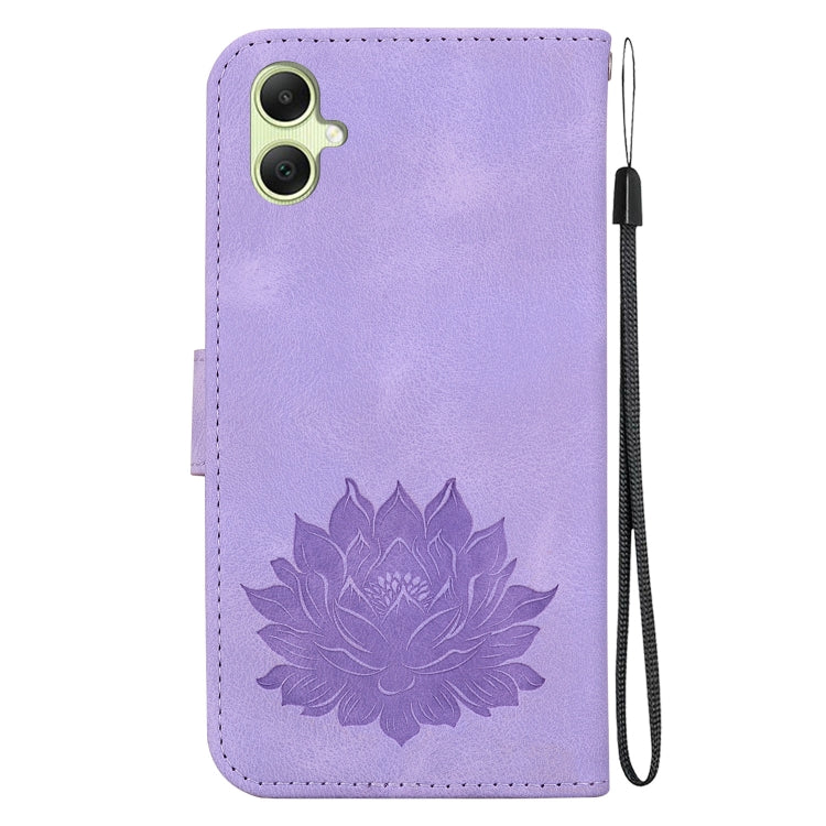 For Samsung Galaxy A05 Lotus Embossed Leather Phone Case