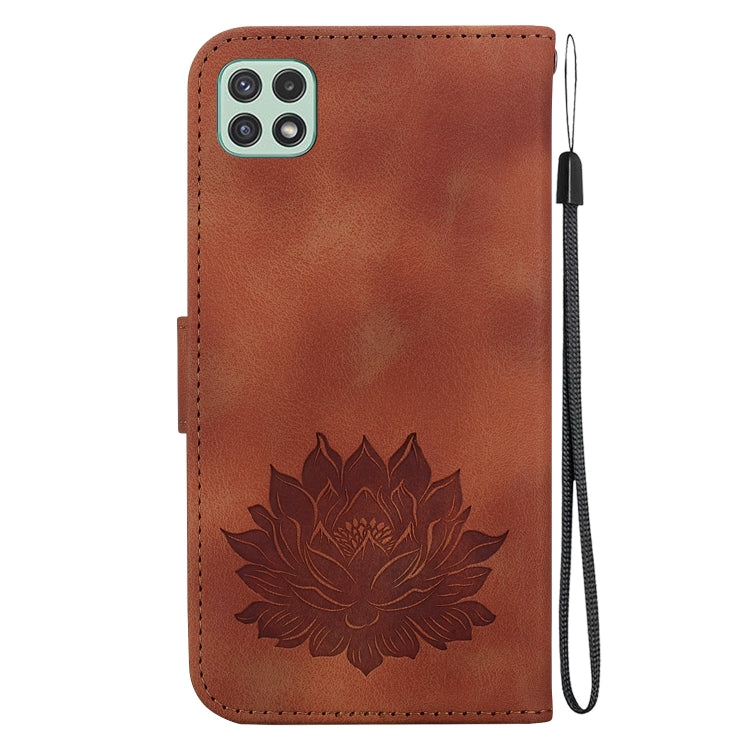 For Samsung Galaxy A22 5G Lotus Embossed Leather Phone Case