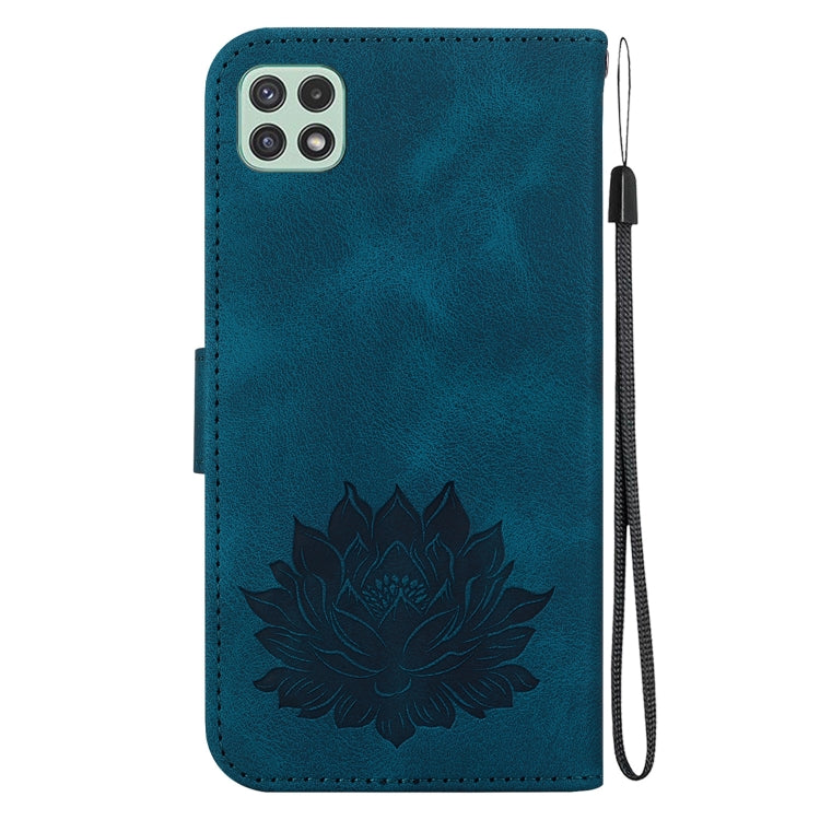 For Samsung Galaxy A22 5G Lotus Embossed Leather Phone Case