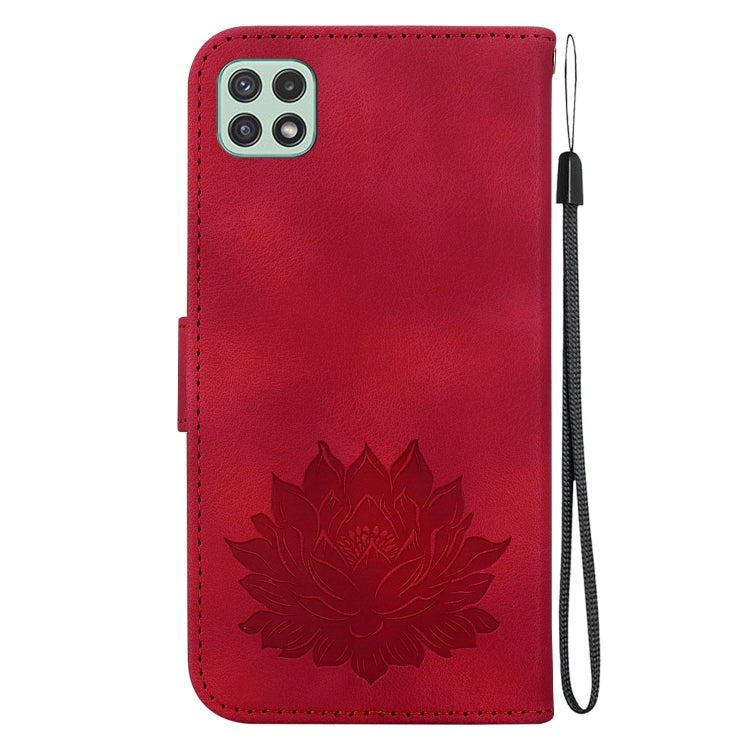 For Samsung Galaxy A22 5G Lotus Embossed Leather Phone Case
