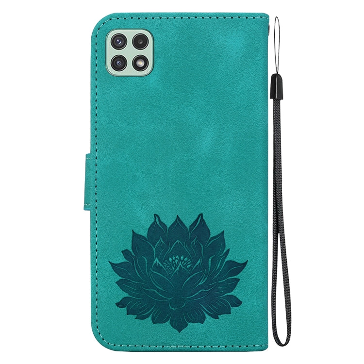 For Samsung Galaxy A22 5G Lotus Embossed Leather Phone Case