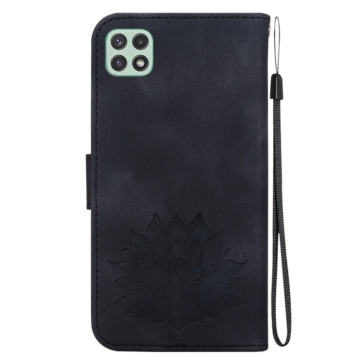 For Samsung Galaxy A22 5G Lotus Embossed Leather Phone Case