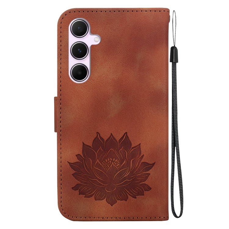 For Samsung Galaxy A55 5G Lotus Embossed Leather Phone Case