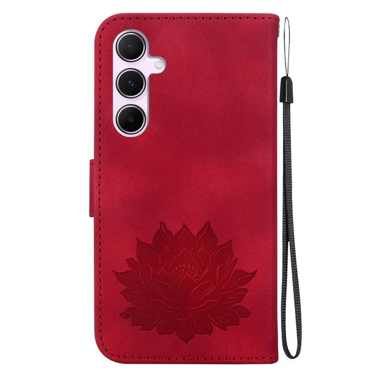 For Samsung Galaxy A55 5G Lotus Embossed Leather Phone Case