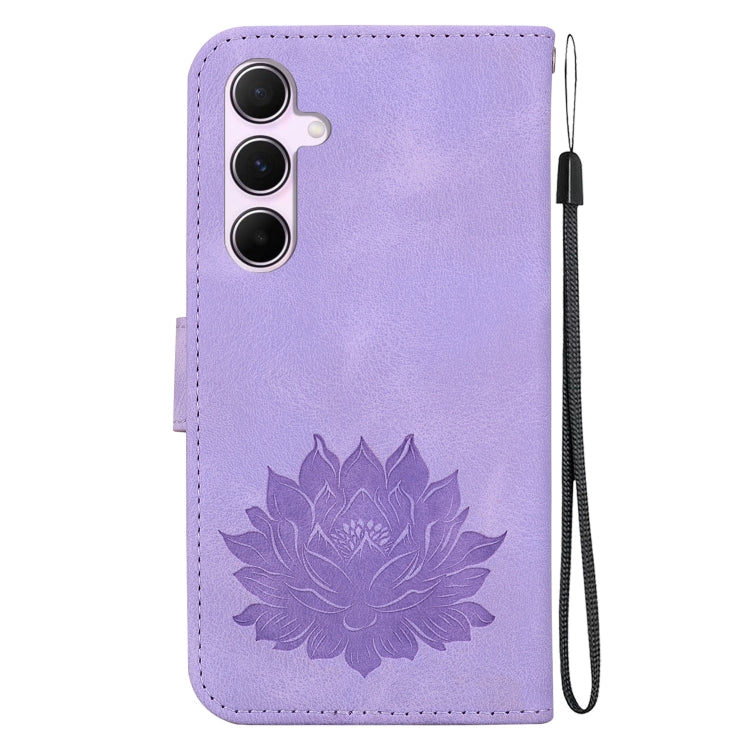 For Samsung Galaxy A55 5G Lotus Embossed Leather Phone Case