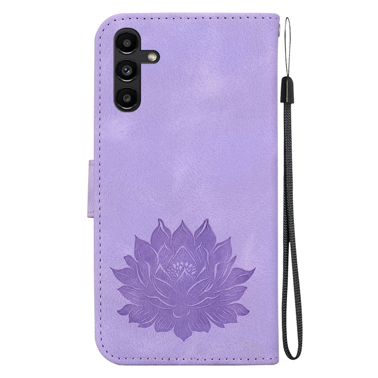 For Samsung Galaxy A13 5G Lotus Embossed Leather Phone Case