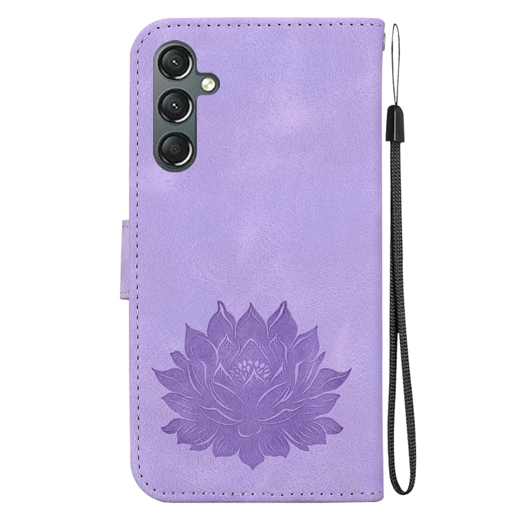 For Samsung Galaxy A24 4G Lotus Embossed Leather Phone Case
