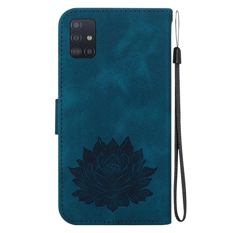 For Samsung Galaxy A51 Lotus Embossed Leather Phone Case