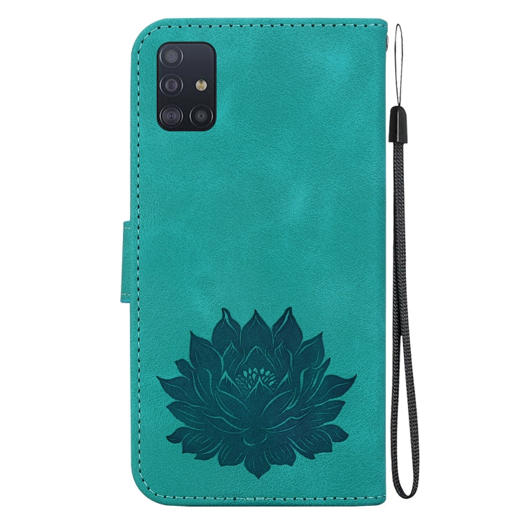 For Samsung Galaxy A51 Lotus Embossed Leather Phone Case