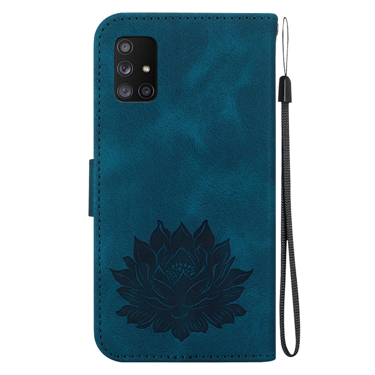 For Samsung Galaxy A71 Lotus Embossed Leather Phone Case