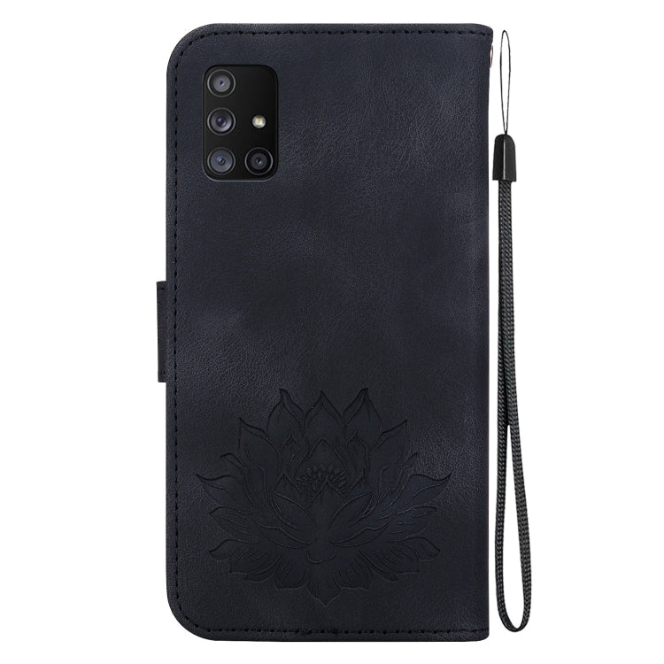 For Samsung Galaxy A71 Lotus Embossed Leather Phone Case