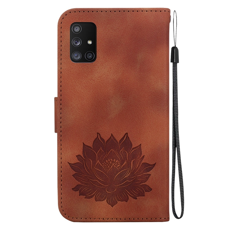 For Samsung Galaxy A71 5G Lotus Embossed Leather Phone Case